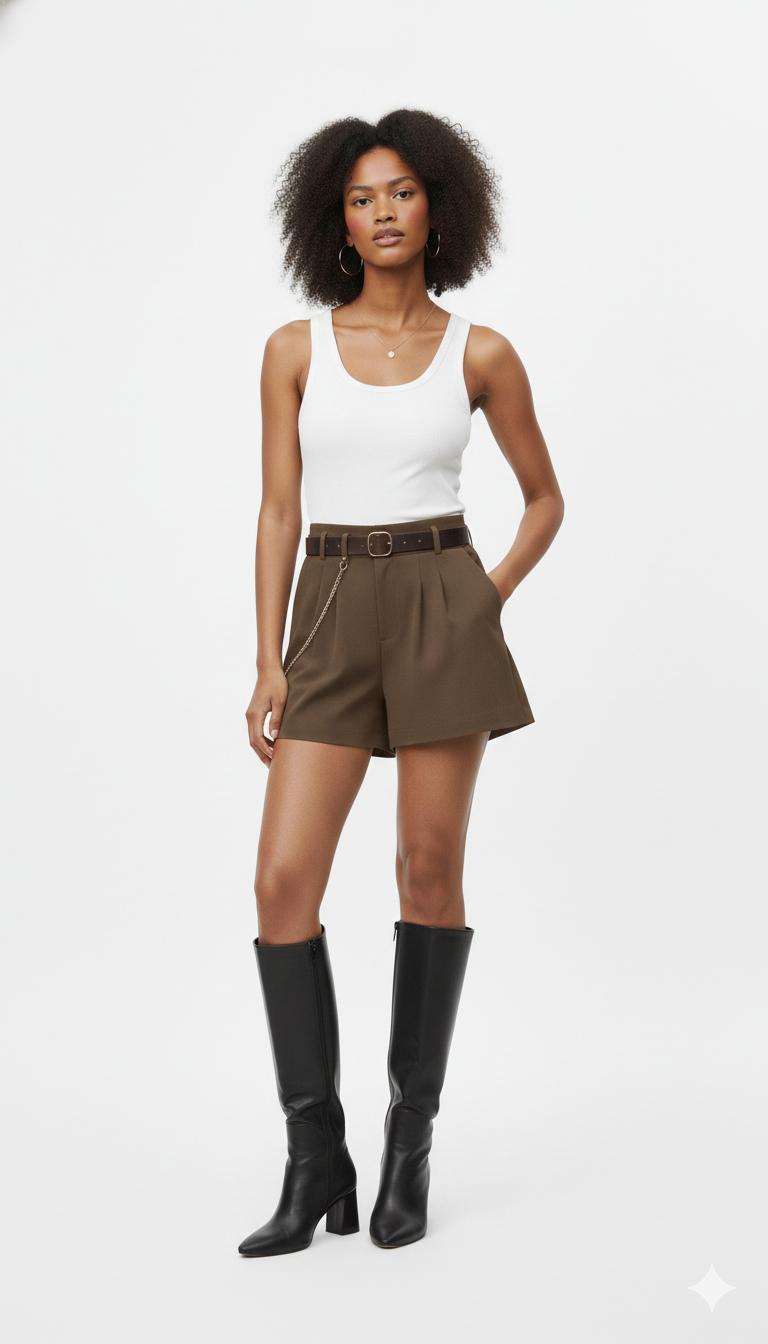 High-Waisted A-Line Wide-Leg Shorts for Women 2024