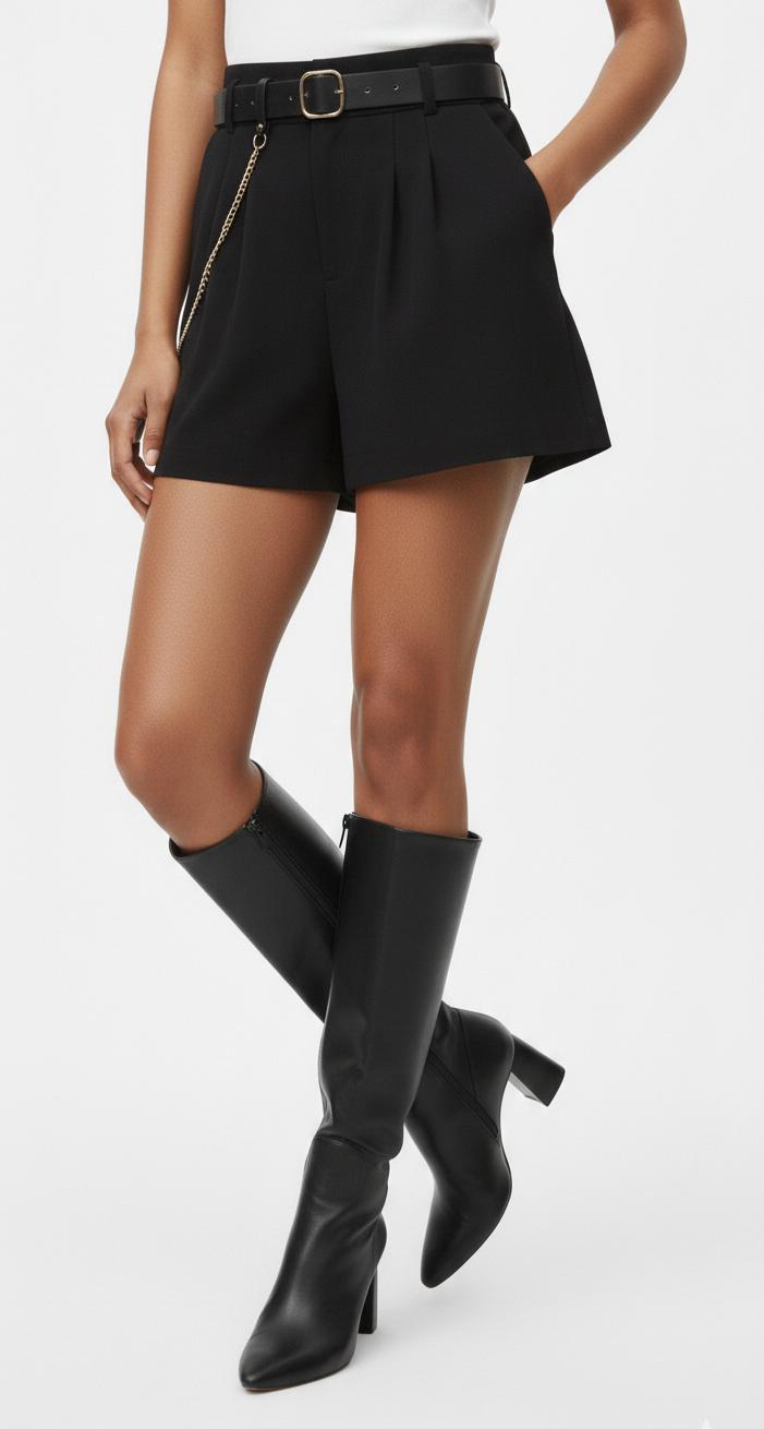 High-Waisted A-Line Wide-Leg Shorts for Women 2024