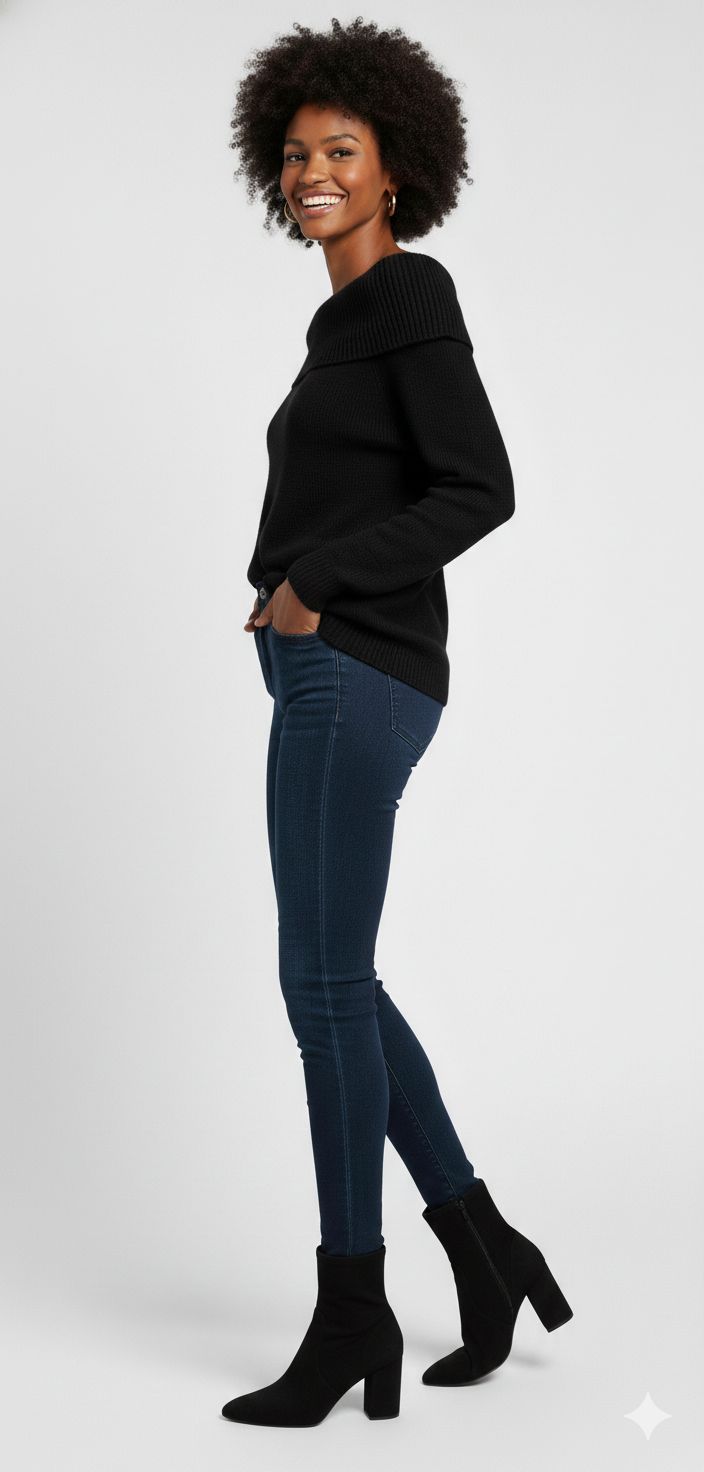 Suéter Feminino Pulôver Ombro a Ombro