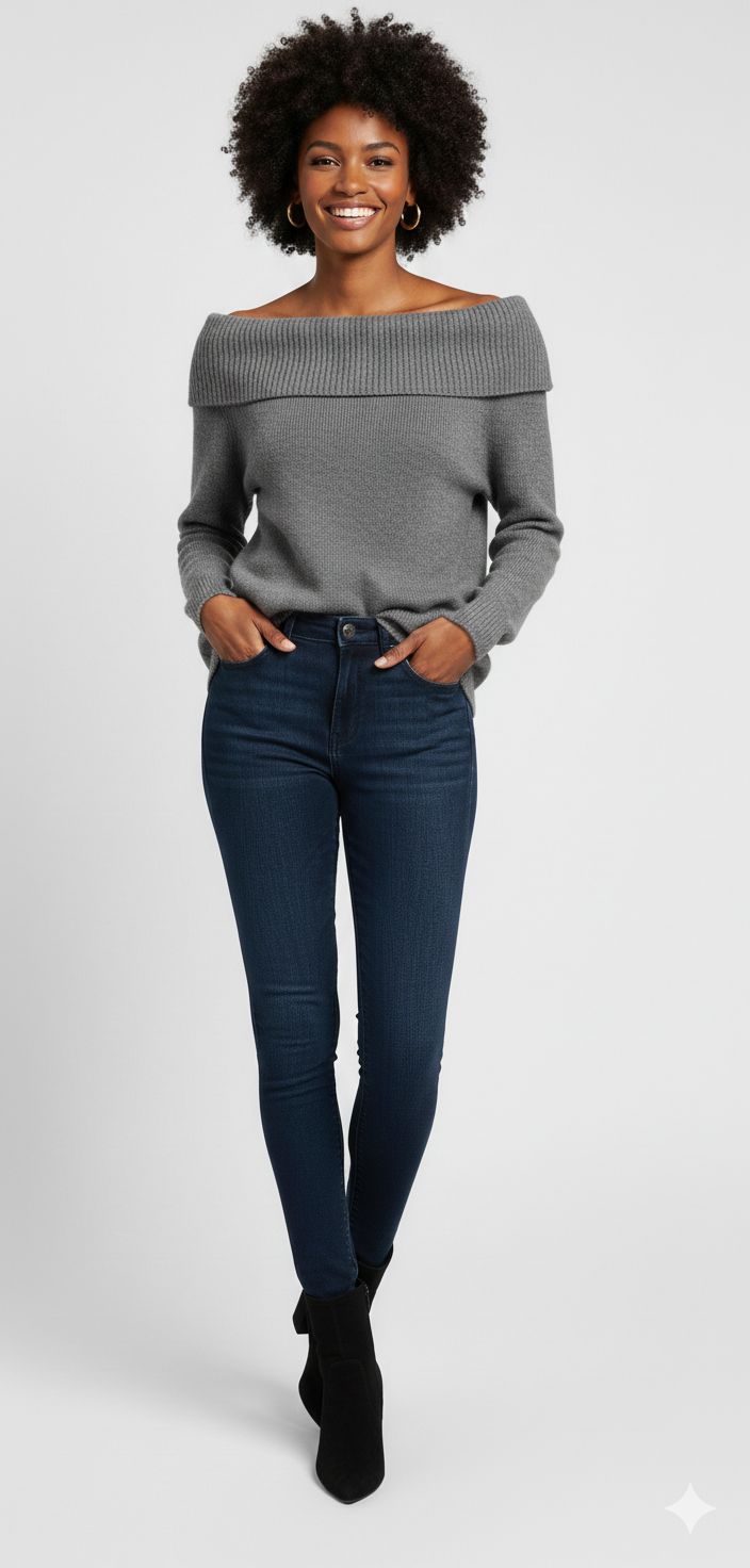 Suéter Feminino Pulôver Ombro a Ombro