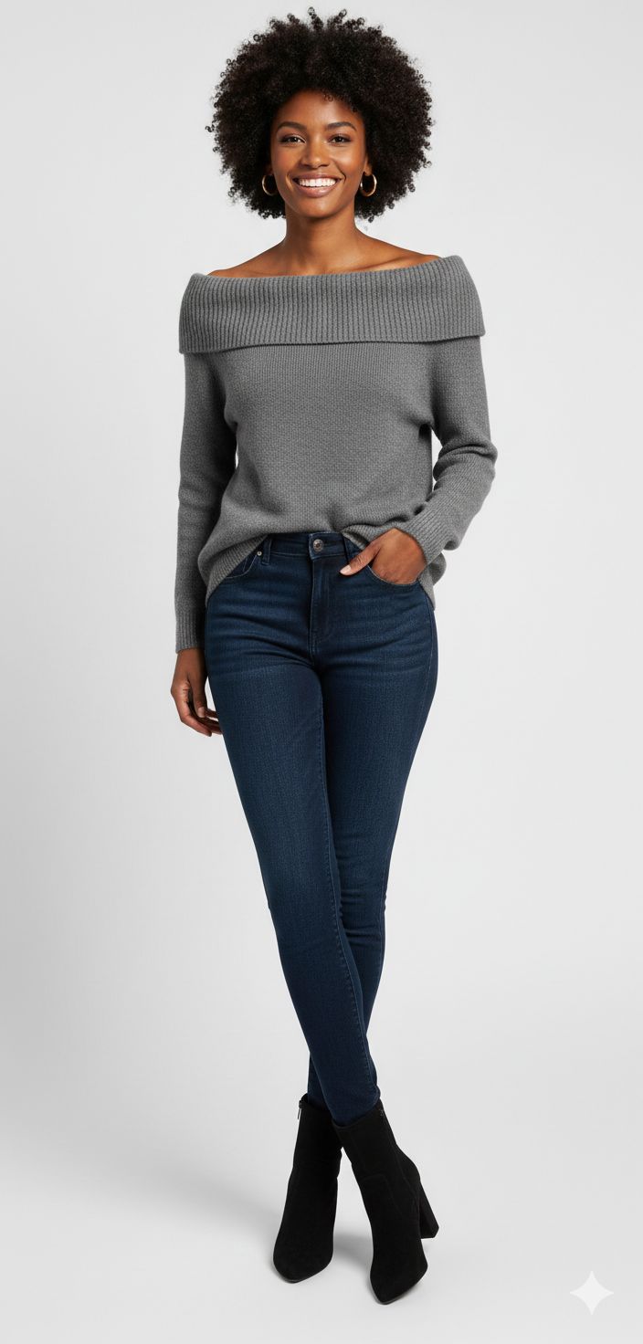 Suéter Feminino Pulôver Ombro a Ombro