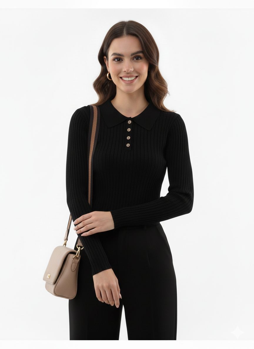 Chic Korean Style Long Sleeve Knit Top for Women