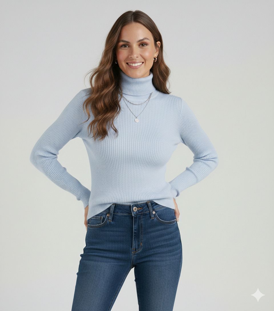 Chic High Neck Women's Knit Sweater