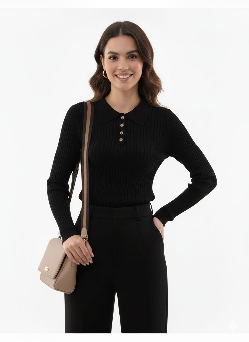 Chic Korean Style Long Sleeve Knit Top for Women