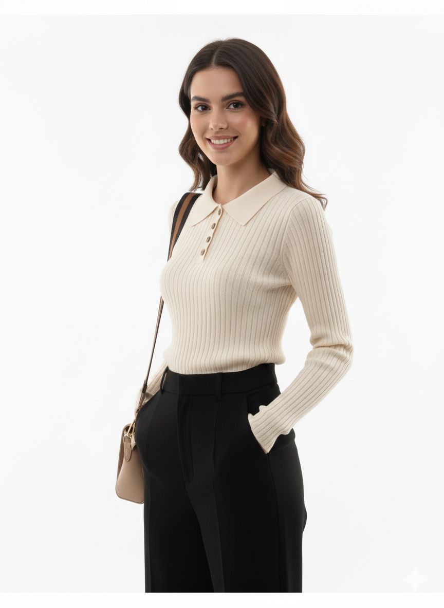 Chic Korean Style Long Sleeve Knit Top for Women