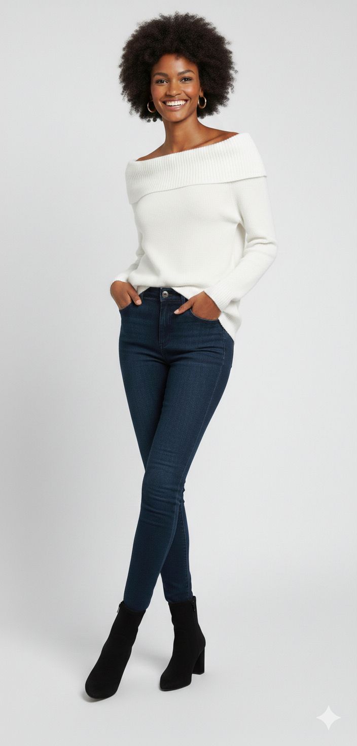 Suéter Feminino Pulôver Ombro a Ombro