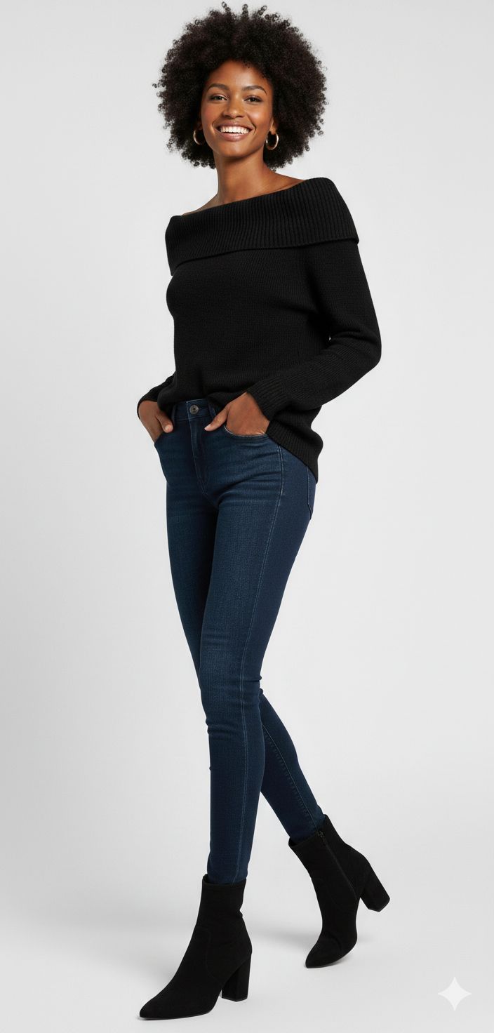 Suéter Feminino Pulôver Ombro a Ombro