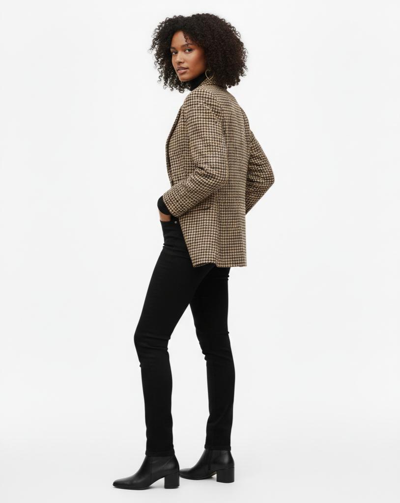 Vintage Wool Plaid Blazer for Women